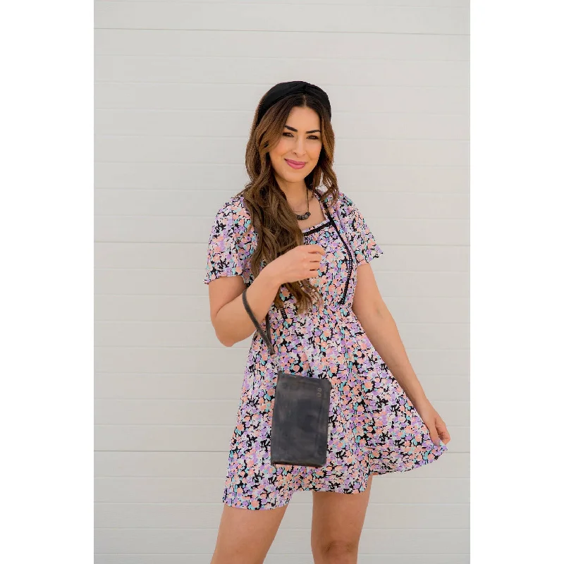 Embroidery Accented Floral Tie Back Dress