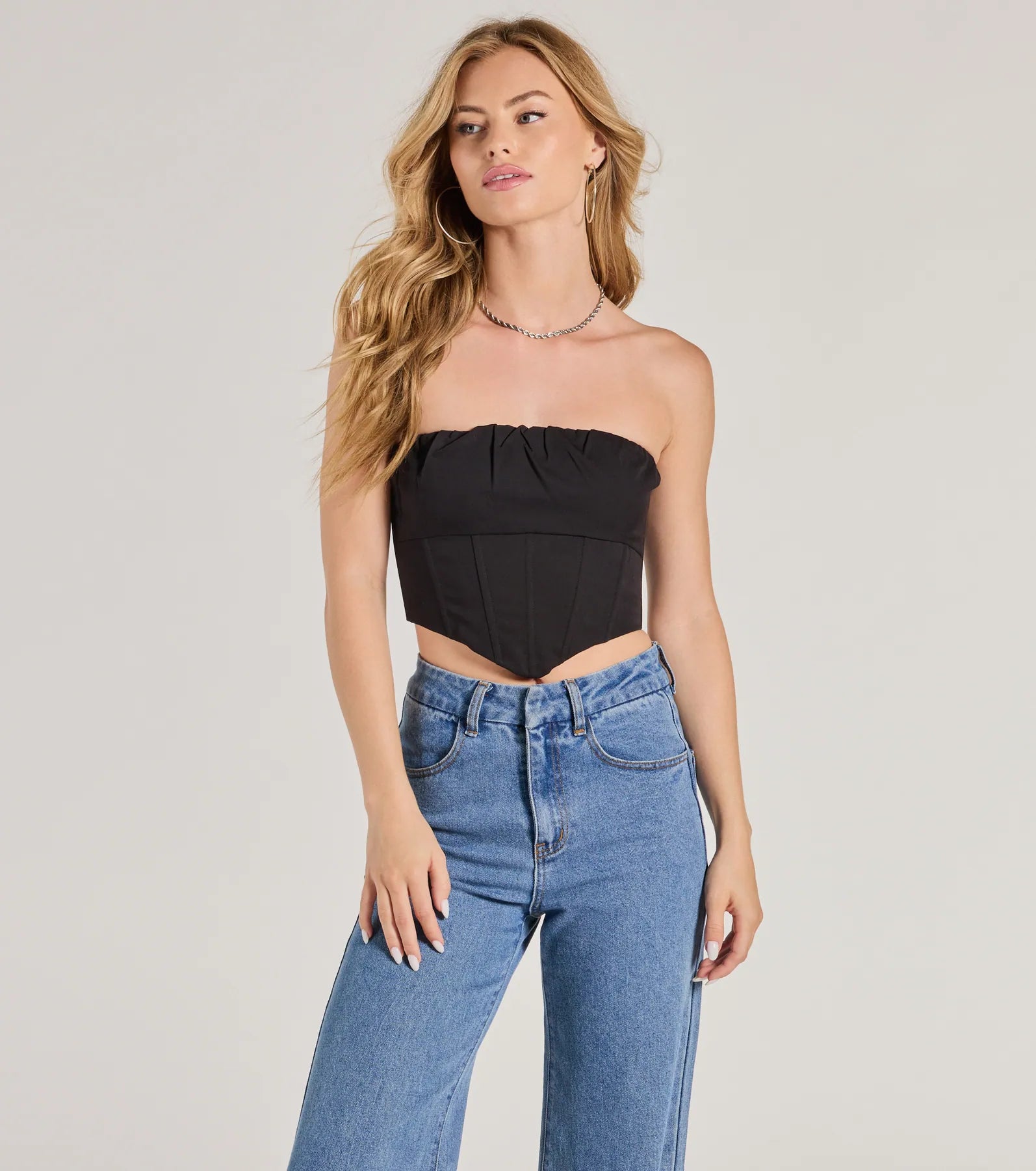 Corset With The Program Strapless Crop Top