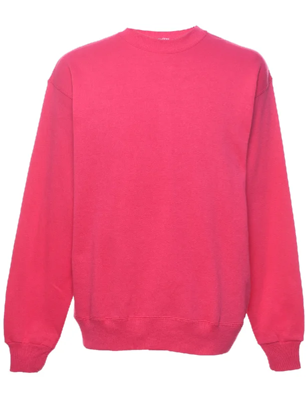 Hot Pink Plain Sweatshirt - L