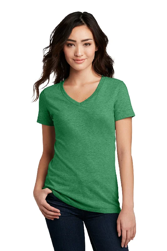 District Womens Perfect Blend Short Sleeve V-Neck T-Shirt - Heather Kelly Green