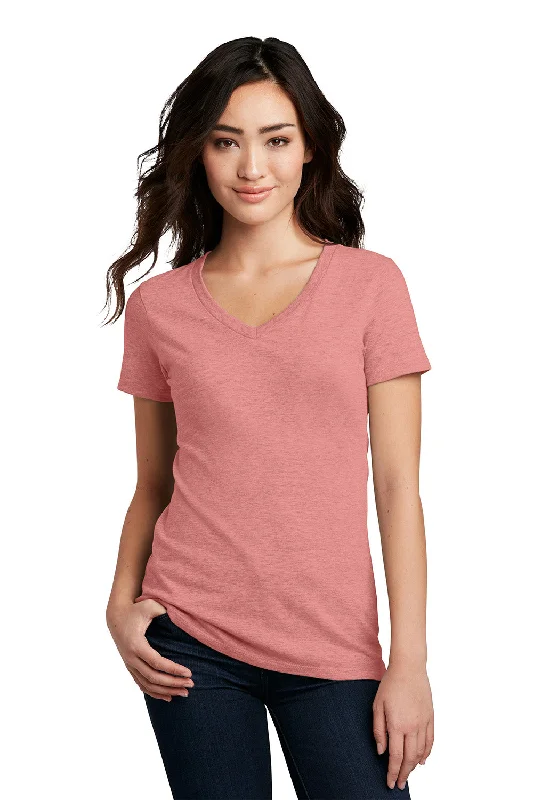 District Womens Perfect Blend Short Sleeve V-Neck T-Shirt - Blush Pink Frost