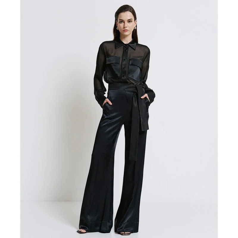 Access Fashion Black Satin Shirt