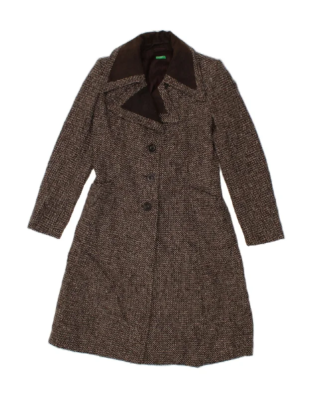 BENETTON Womens Overcoat IT 42 Medium Grey Wool