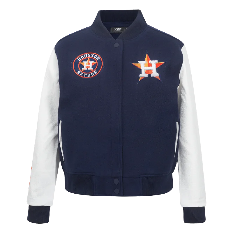 MLB HOUSTON ASTROS CLASSIC WOMEN'S WOOL VARSITY JACKET (MIDNIGHT NAVY/WHITE)