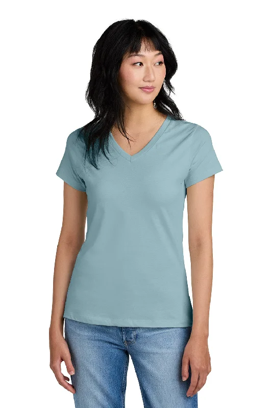 District Womens Perfect Weight Short Sleeve V-Neck T-Shirt - Fog Blue