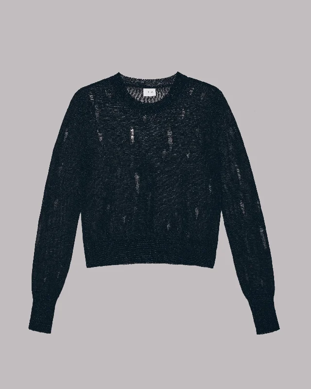 The Black Metallic Distressed Knitted Sweater