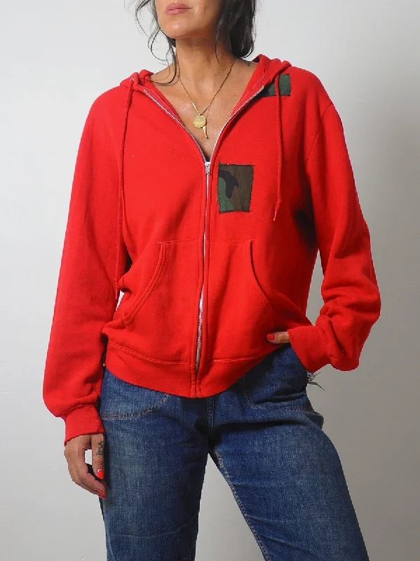 1980's Red Patched Sweatshirt