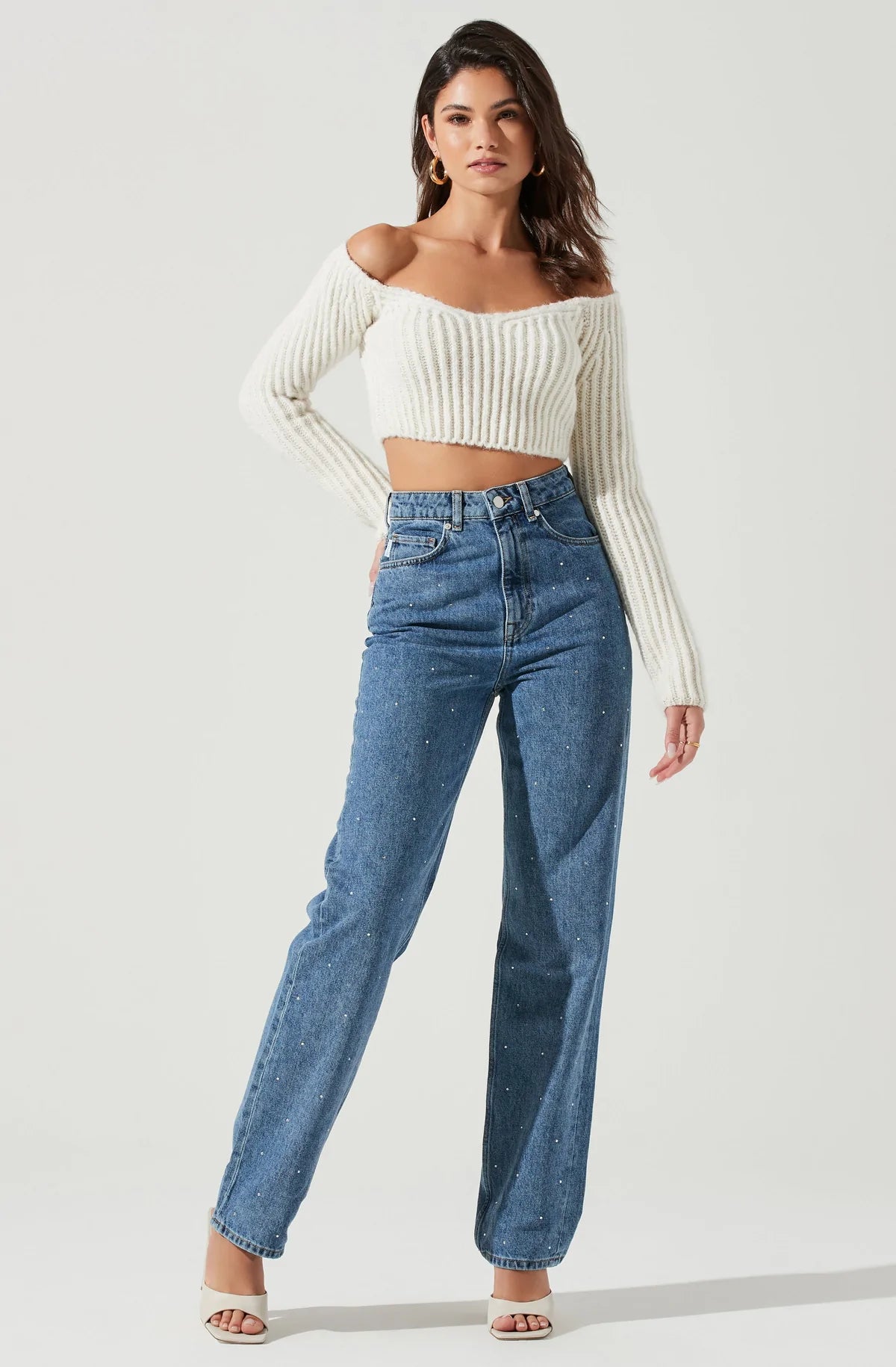 MALLORY CROPPED OFF SHOULDER SWEATER