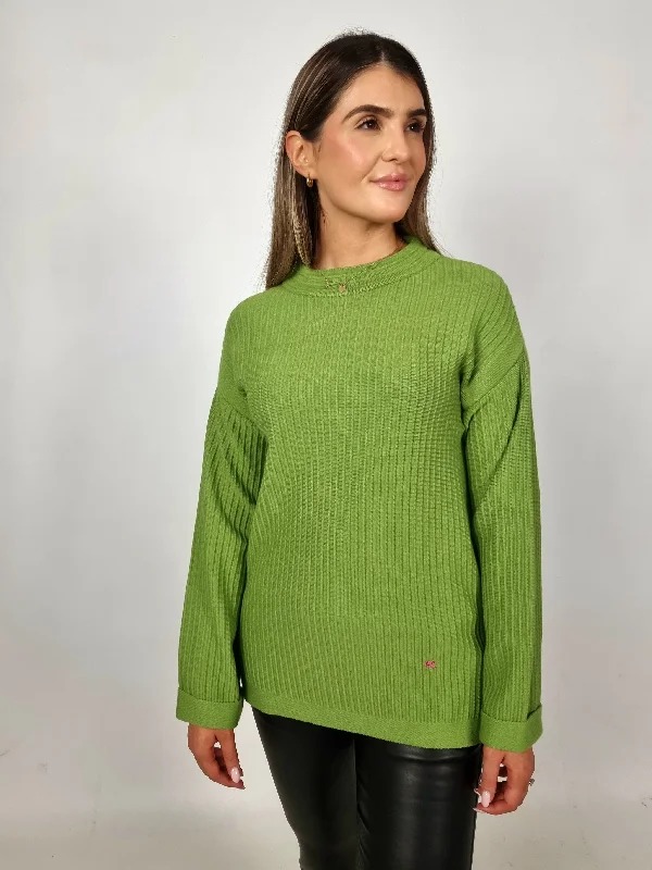 Pame Carrioni Moss Green Knitted Sweater Top