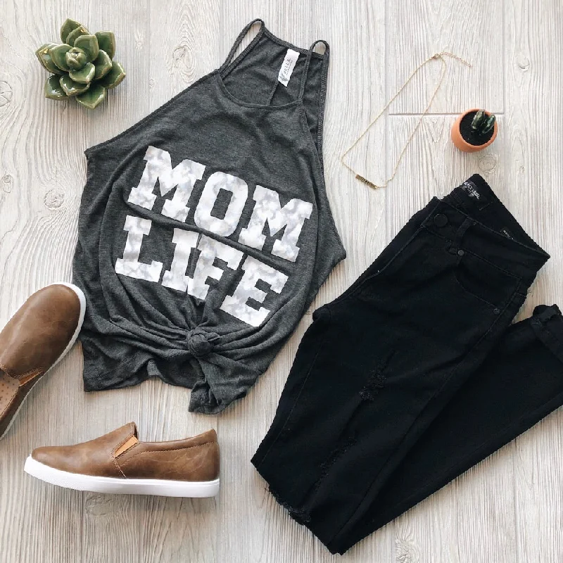 MOM LIFE Marble Print • High Neck Tank