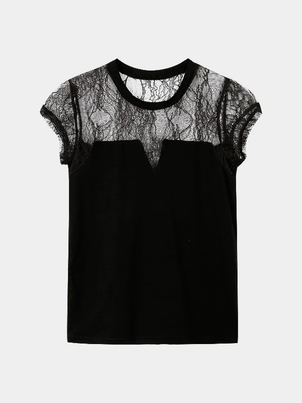 Custom Round Neck Lace T-Shirts