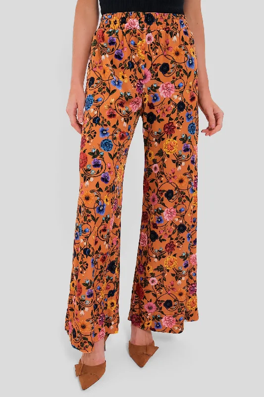 Botticelli Rust Velvet Pallazzo Pants