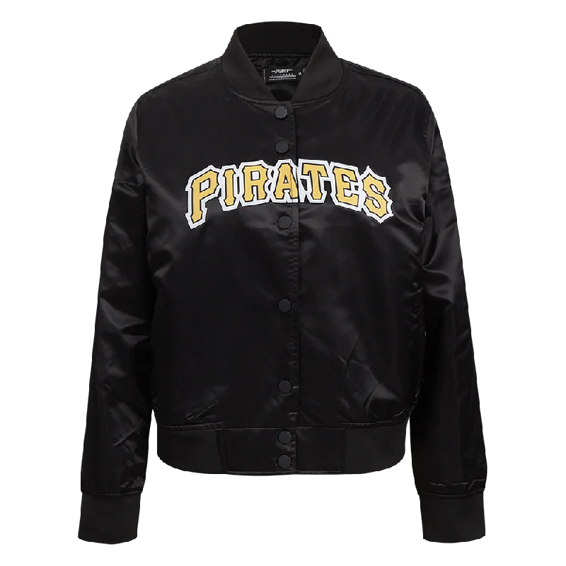 MLB PITTSBURG PIRATES CLASSIC WOMEN'S SATIN JACKET (BLACK)