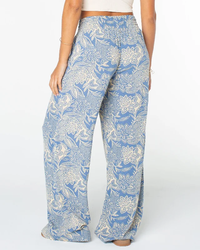 Forever And A Day Wide Leg Pants - Infinity Blue Lotus Batik