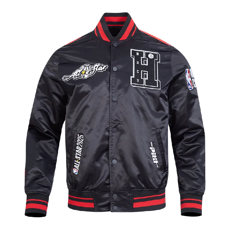 NBA HBCU X NBA ALL STAR 2025 WOMEN'S SUBLIMATED SATIN JACKET (BLACK/RED/BLACK)