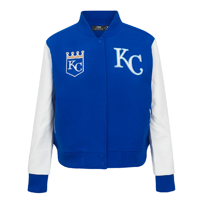 MLB KANSAS CITY ROYALS CLASSIC WOMEN'S WOOL VARSITY JACKET (ROYAL BLUE/WHITE)