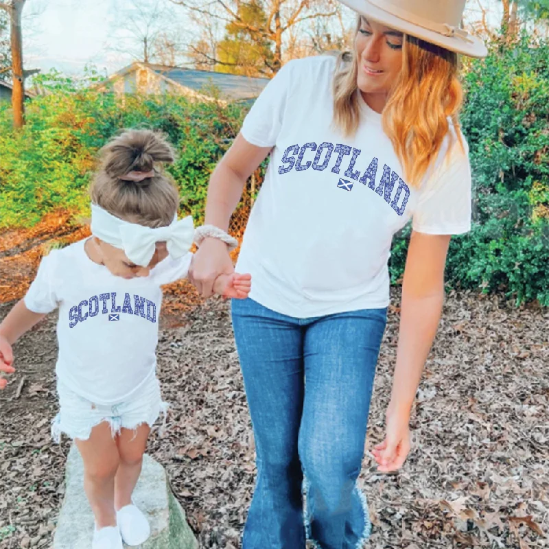 Blue Floral Scotland Matching White T-shirts