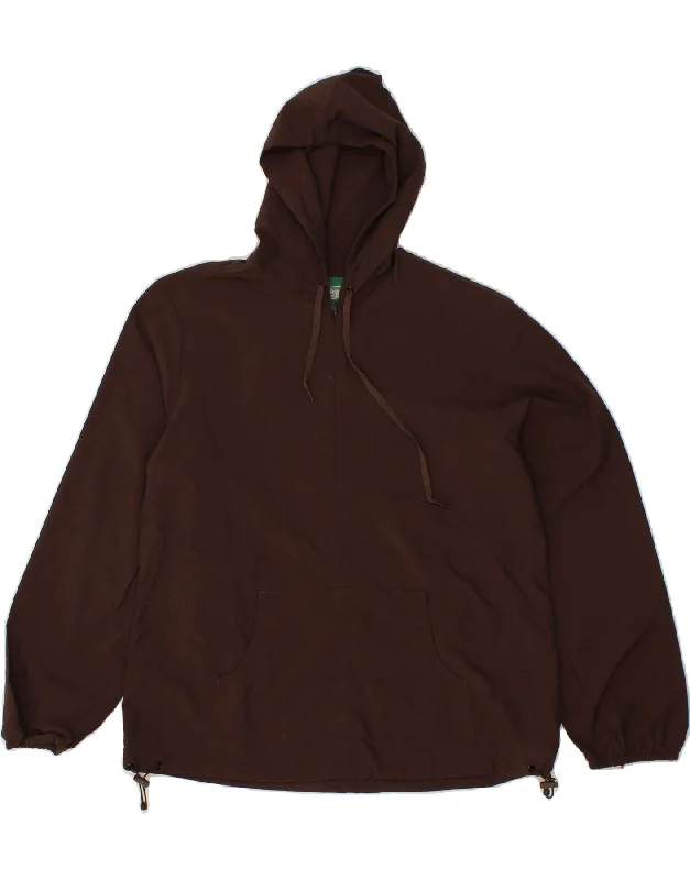 L.L.BEAN Womens Hooded Pullover Rain Jacket UK 14 Medium Brown Nylon