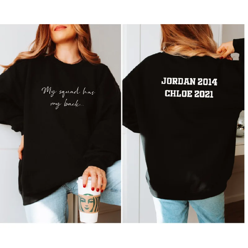 Squad Has My Back Personalised Sweatshirt