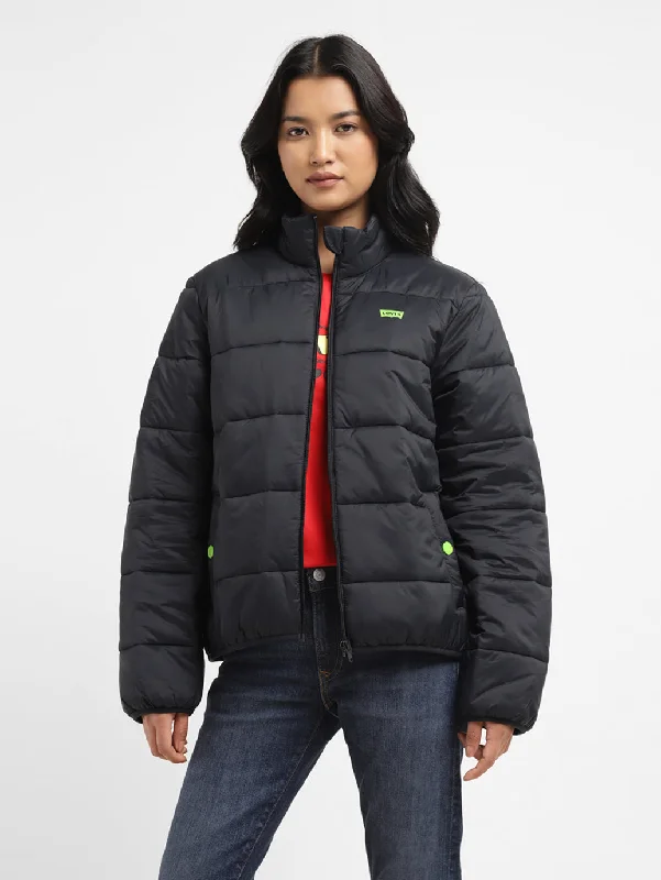 Women's Solid High Neck Quilted Jacket