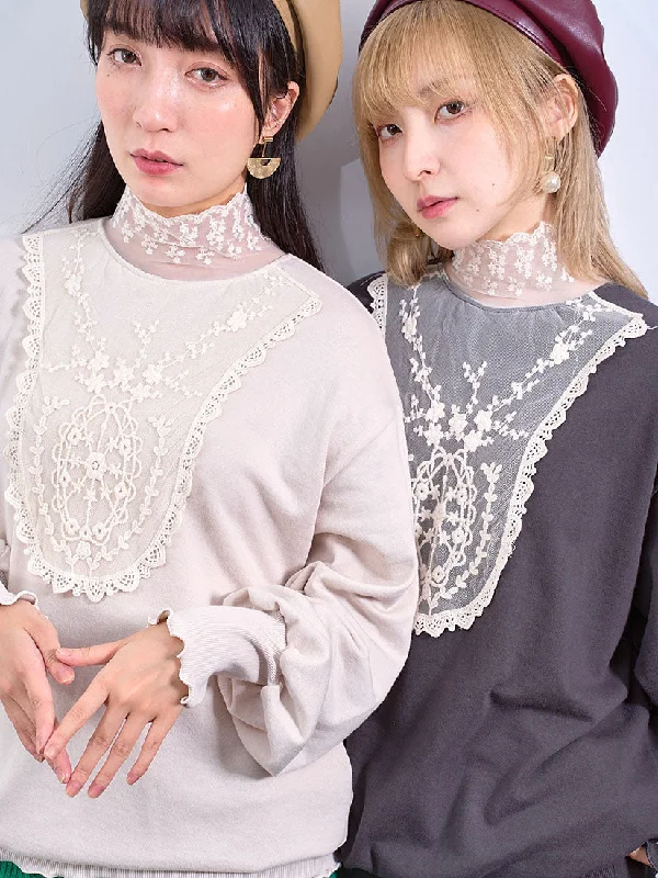 Lace Detail Lettuce Edge Sweatshirt (2 Colours)