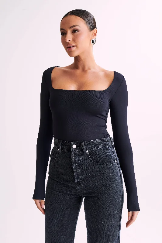 Bridget Recycled Nylon Long Sleeve Top - Black