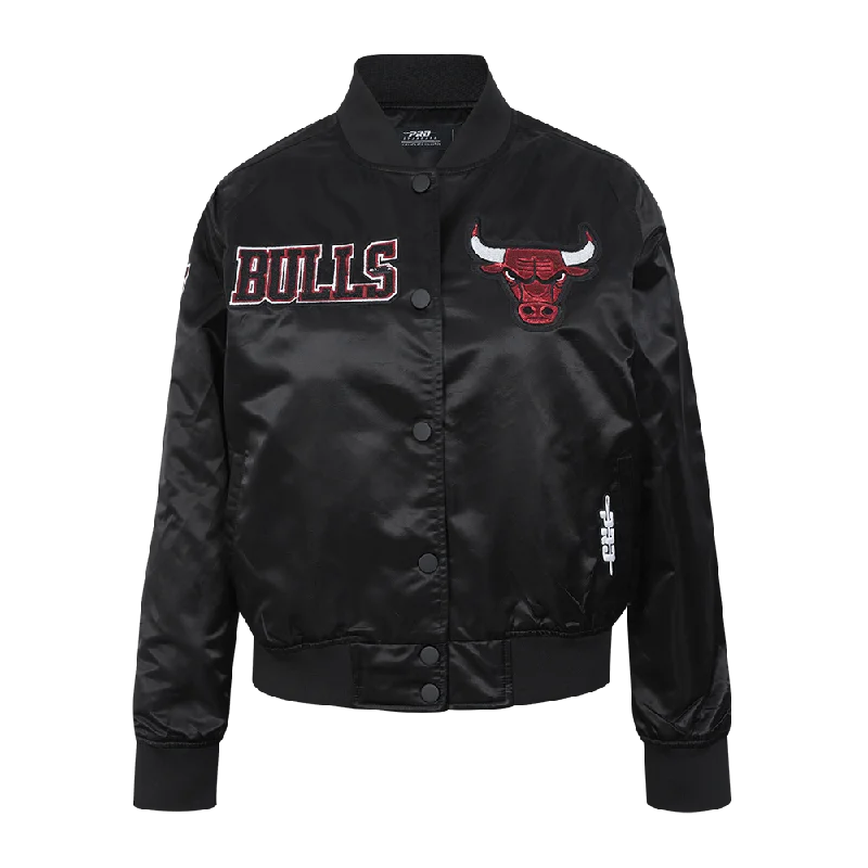 NBA CHICAGO BULLS GAME DAY CLASSICS WOMEN'S SATIN JACKET (BLACK)