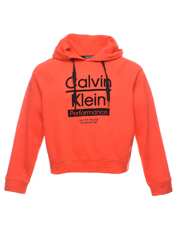 Cropped Calvin Klein Black & Red Printed Hoodie - M