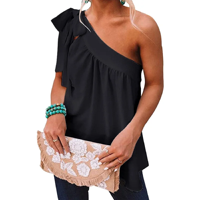 Women's Casual Tie One Shoulder Top