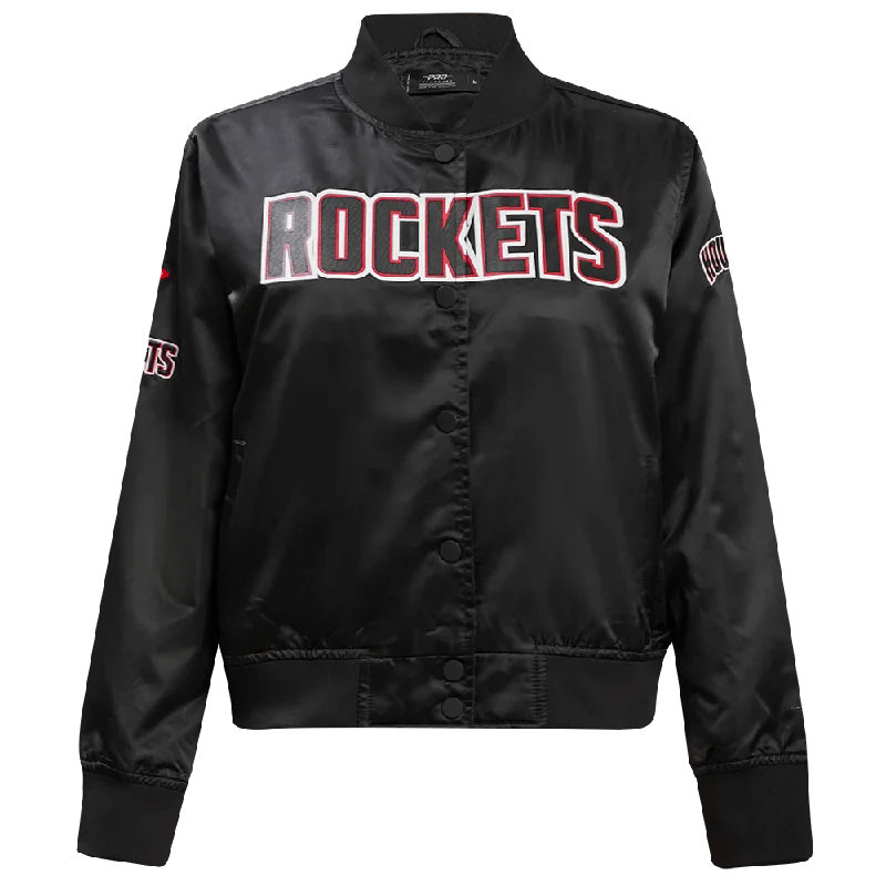 NBA HOUSTON ROCKETS CLASSIC WOMEN'S SATIN JACKET (BLACK)