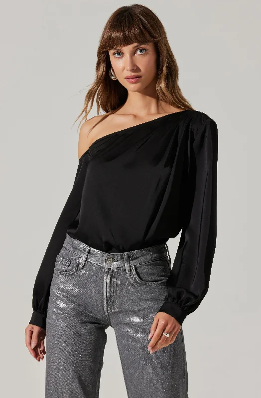 Nieves Satin One Shoulder Top