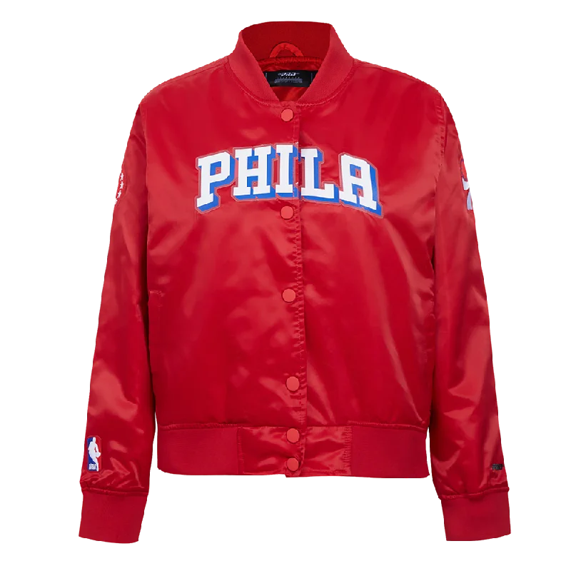 NBA PHILADELPHIA 76ERS CLASSIC WOMEN'S SATIN JACKET (RED)