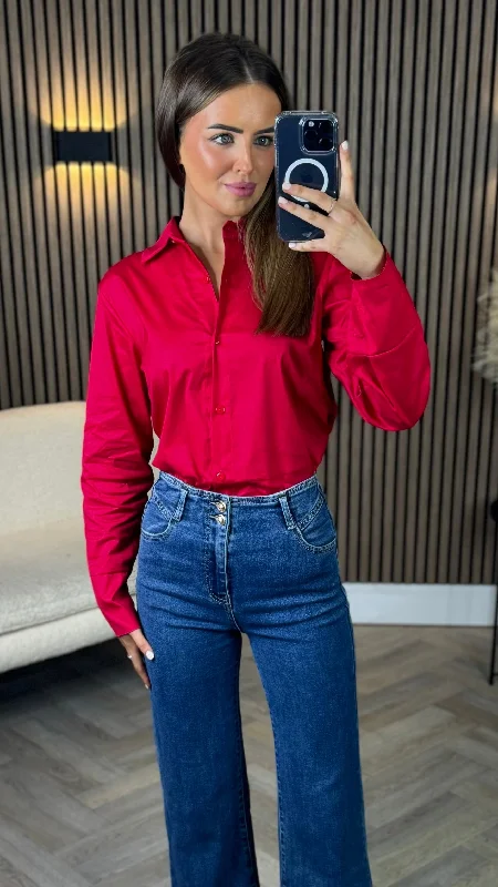 Skye Red Collared Shirt