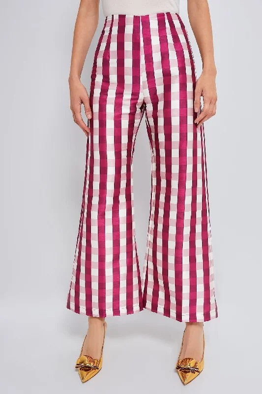 Wine Gingham Libby Pant