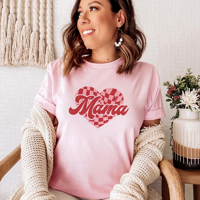 Mama Checkered Heart T-Shirt