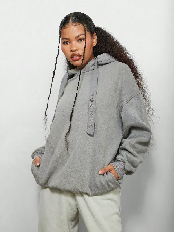 SUMWON WOMEN Washed Oversized Side Pocket Hoodie With Branded Drawcords