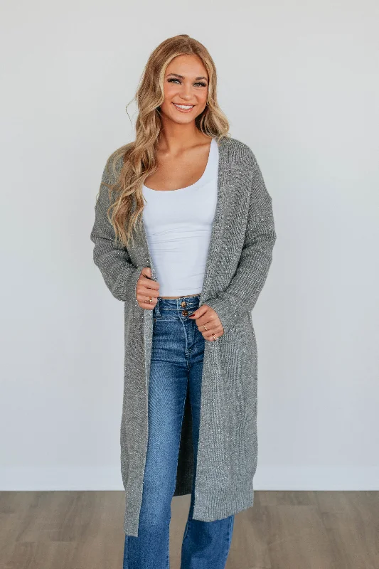 Confident & Classy Cardigan - Heather Grey