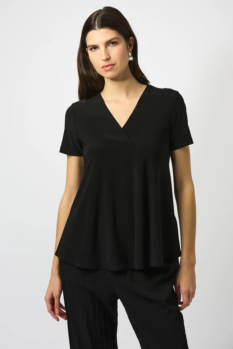 Joseph Ribkoff Black Silky Knit Flared Top