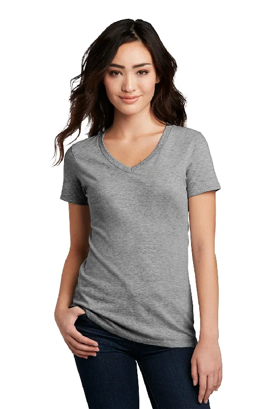 District Womens Perfect Blend Short Sleeve V-Neck T-Shirt - Grey Frost