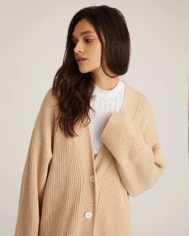 Kyrie Cashmere Blend Midi Cardigan in Affogato