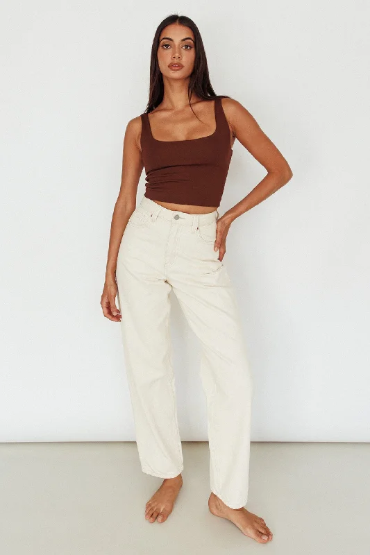 Pali U-Neckline Crop Top Brown