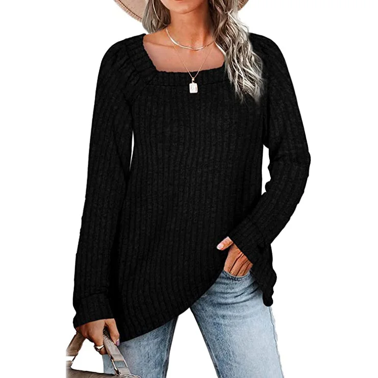 Women's Long Sleeve V Neck Sweater Tops